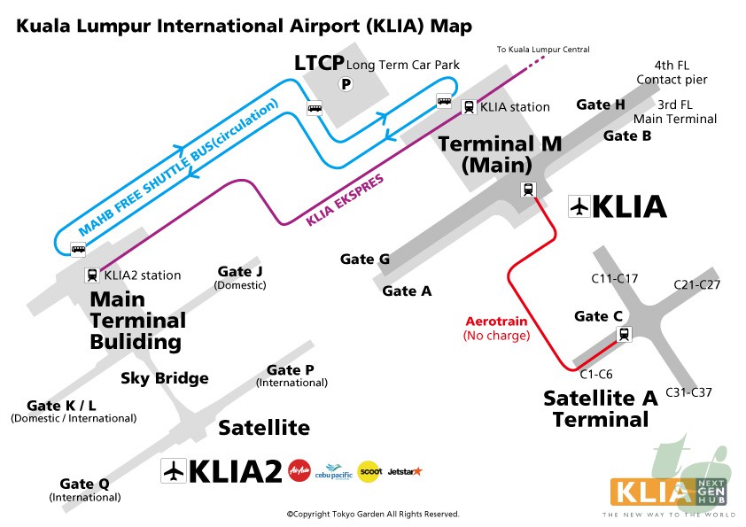 terminal m kuala lumpur international airport map Easy To Understand Kuala Lumpur Intl Airport Klia Map Tokyo Garden terminal m kuala lumpur international airport map